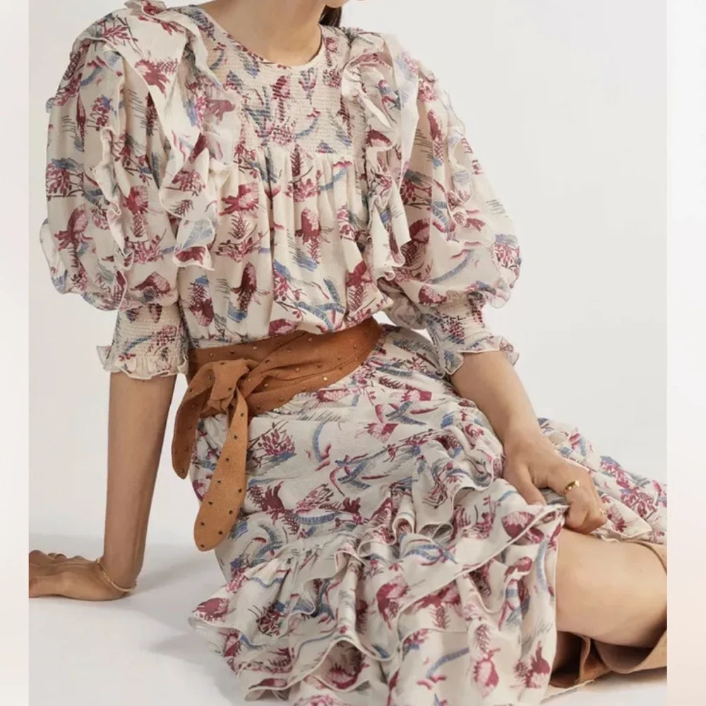 Floral Ruffle Midi Dress - Picture 1 of 7